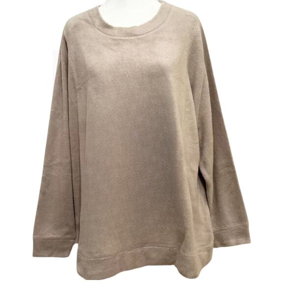 Denim & Co. Comfort Zone Baby Sherpa Crewneck Pullover NEW Medium - Picture 2 of 3